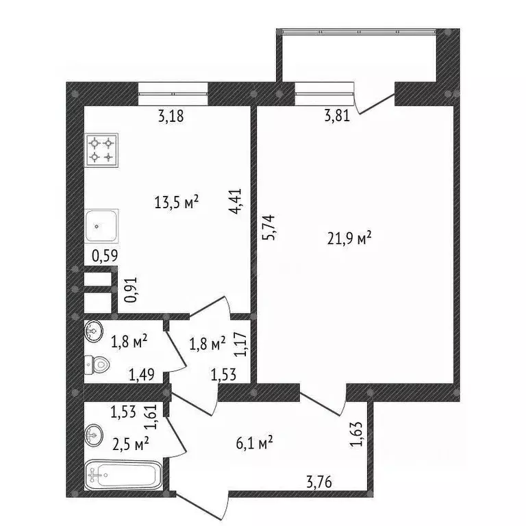 1-к кв. Башкортостан, Уфа ул. Зайнаб Биишевой, 3 (48.5 м) - Фото 2