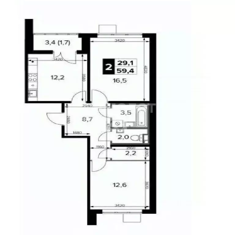 2-к кв. Московская область, Ленинский городской округ, д. Сапроново ... - Фото 2