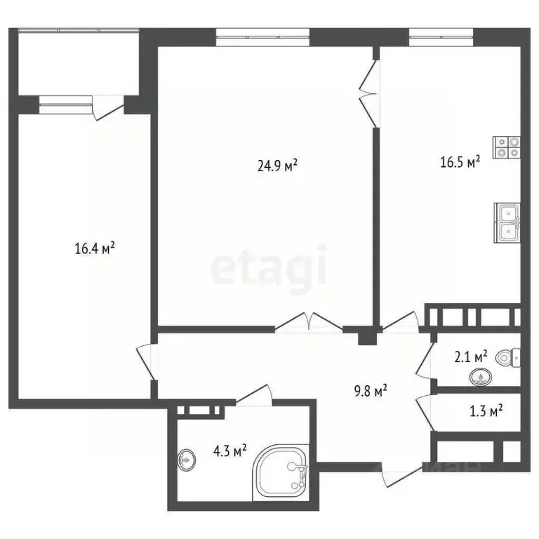 2-к кв. Марий Эл, Йошкар-Ола пл. Революции, 5 (74.6 м) - Фото 1