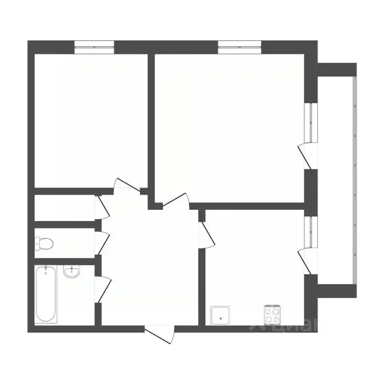 2-к кв. Тюменская область, Тюмень ул. Пермякова, 48 (48.1 м) - Фото 1