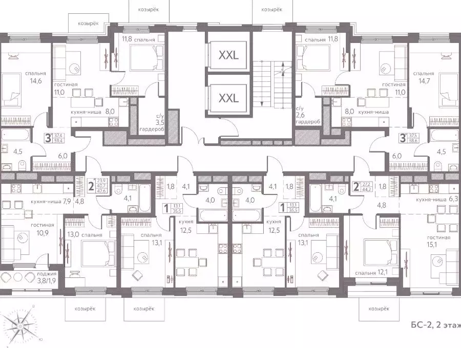 Студия Пермский край, Пермь ул. Серебристая, 3 (61.3 м) - Фото 2