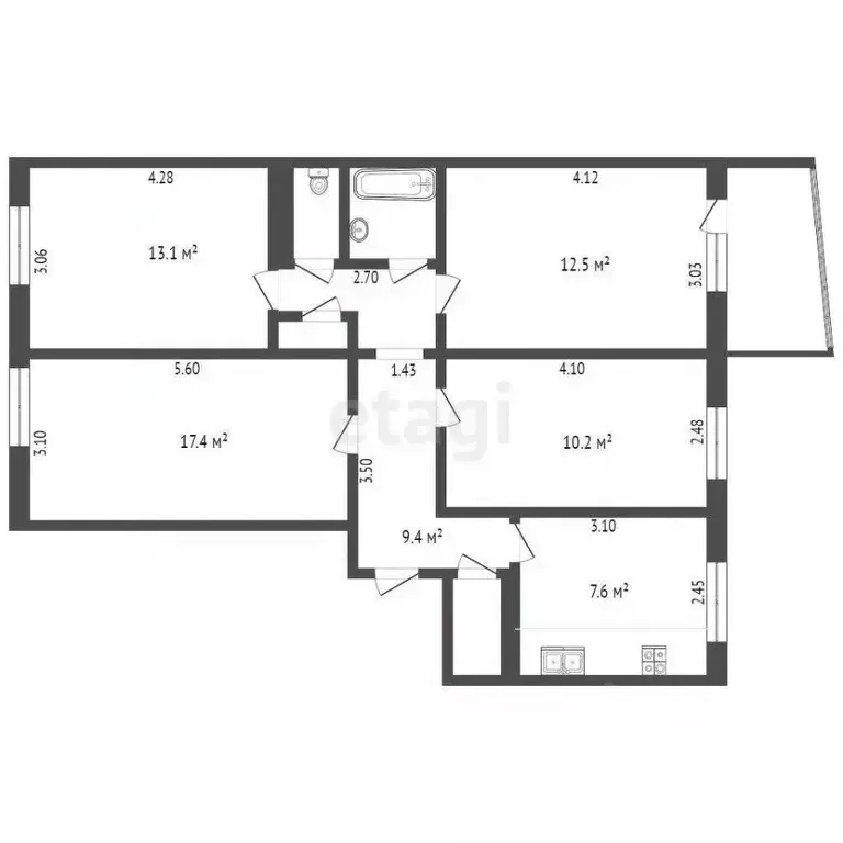 4-к кв. Орловская область, Орел Планерная ул., 53 (75.5 м) - Фото 1