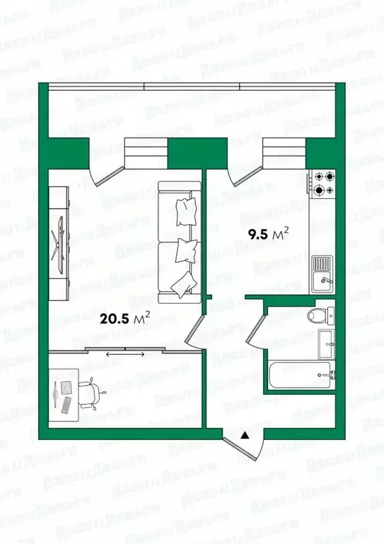 1-к кв. Кировская область, Киров Московская ул., 211 (39.9 м) - Фото 1