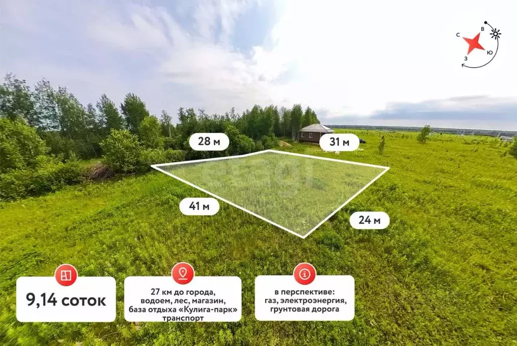 Участок в Тюменская область, Тюменский муниципальный округ, с. Кулига, ... - Фото 1