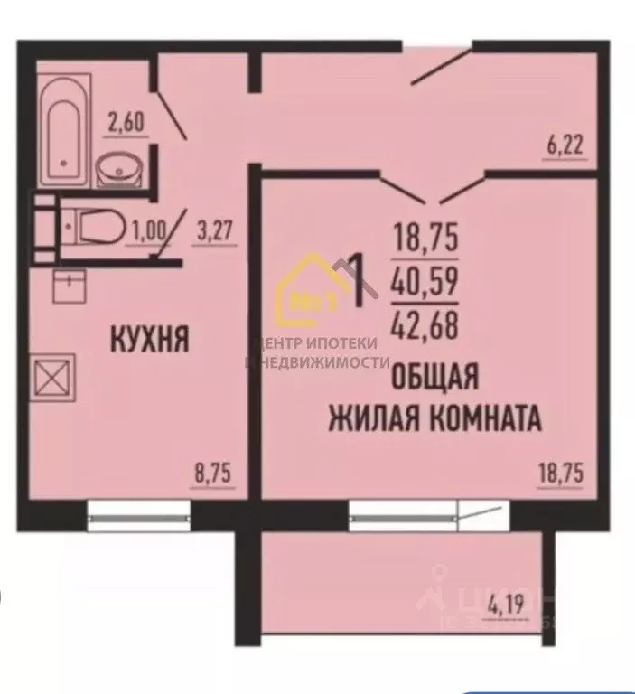 1-к кв. Челябинская область, Челябинск ул. Академика Макеева, 7 (40.1 ... - Фото 1