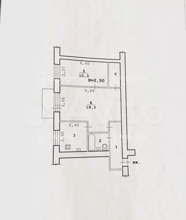 2-к. квартира, 45,6 м, 4/5 эт. - Фото 0