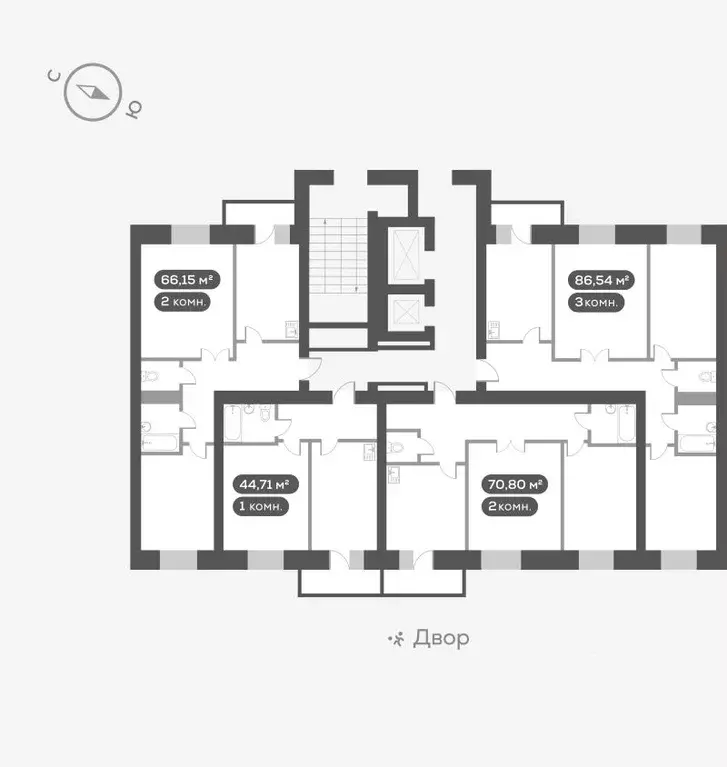 2-к кв. Красноярский край, Красноярск Взлетка мкр,  (70.8 м) - Фото 1