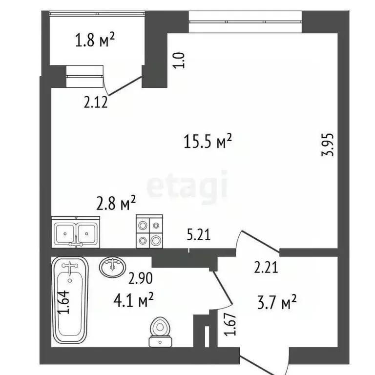 Студия Ростовская область, Ростов-на-Дону 1-я Ковровая ул., 67/2 (26.1 ... - Фото 2