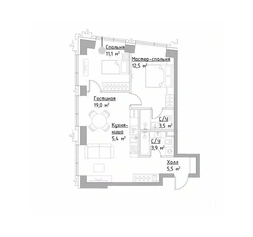 3-к кв. Москва Дубининская ул., 59С1 (60.9 м) - Фото 1