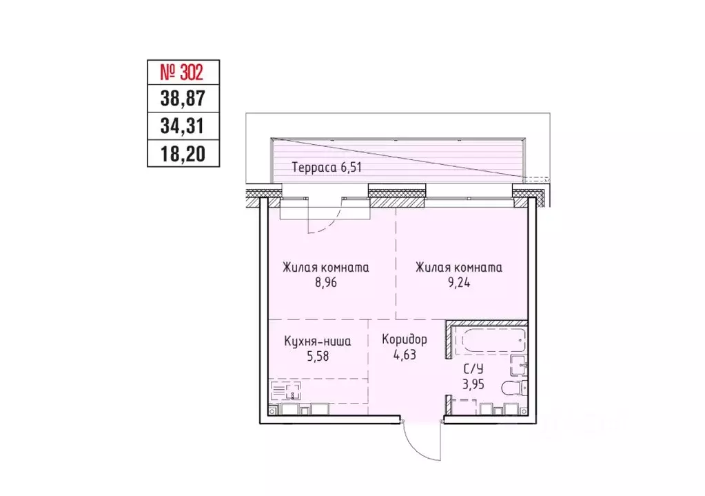 2-к кв. Иркутская область, Иркутск Култукская ул. (38.87 м) - Фото 0