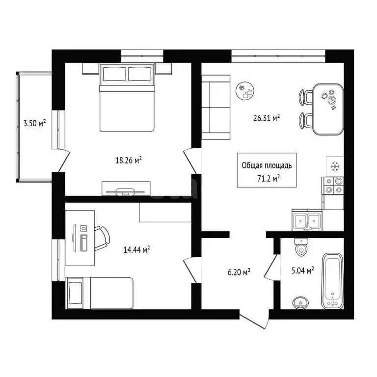 3-комнатная квартира: Бердск, ул. Ленина, 124 (71.2 м) - Фото 0