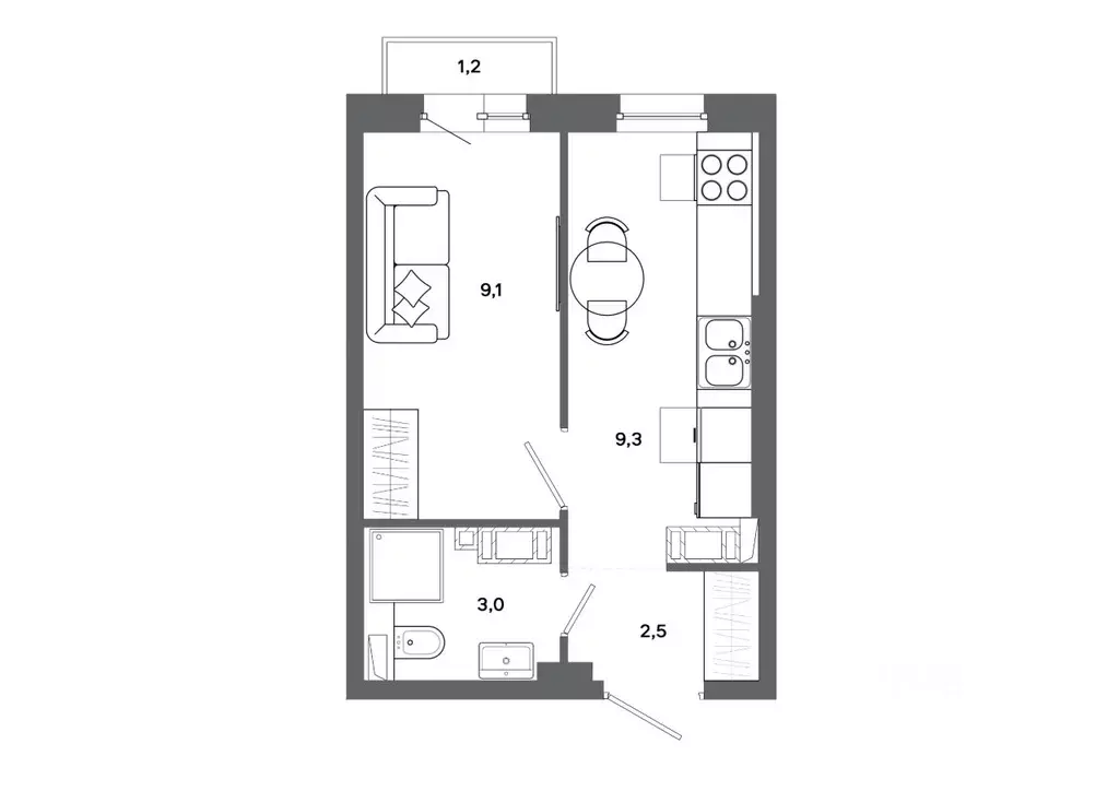 1-к кв. Ханты-Мансийский АО, Сургут 30А мкр,  (23.9 м) - Фото 0
