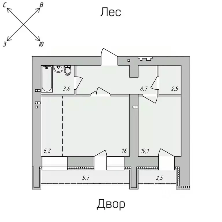 1-к кв. Томская область, Томск Нижний пер., 51 (50.18 м) - Фото 1