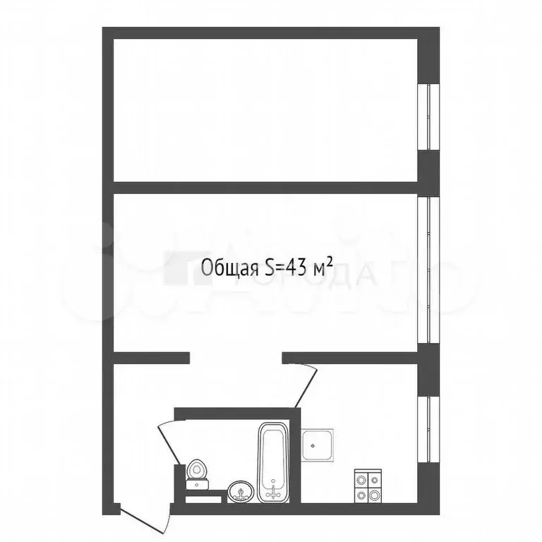 2-к. квартира, 43 м, 5/5 эт. - Фото 0