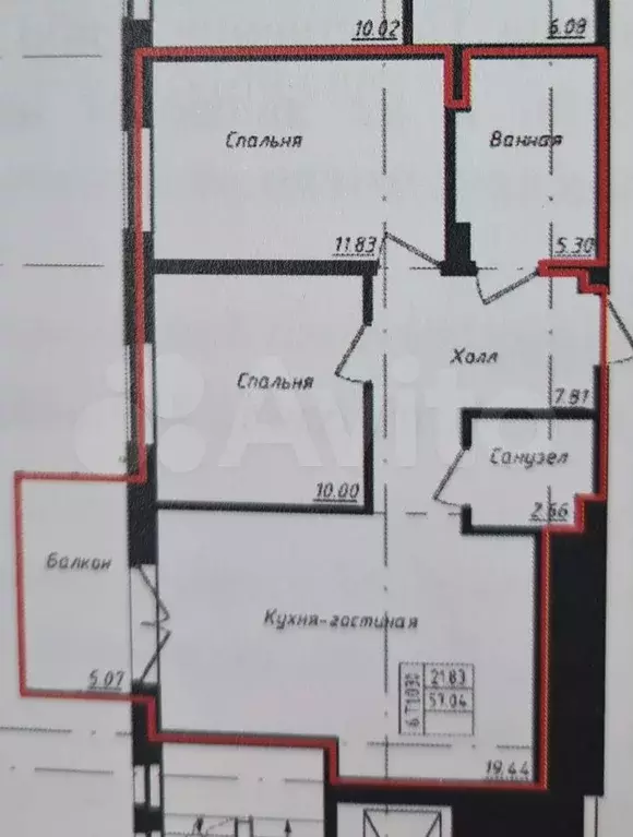 2-к. квартира, 57 м, 5/12 эт. - Фото 0