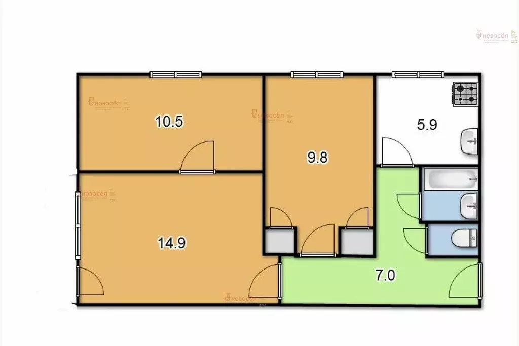 3-комнатная квартира: Екатеринбург, улица Мельникова, 52 (50 м) - Фото 1