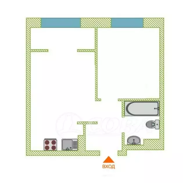 1-комнатная квартира: Тюмень, улица Газовиков, 73к3 (44.5 м) - Фото 1