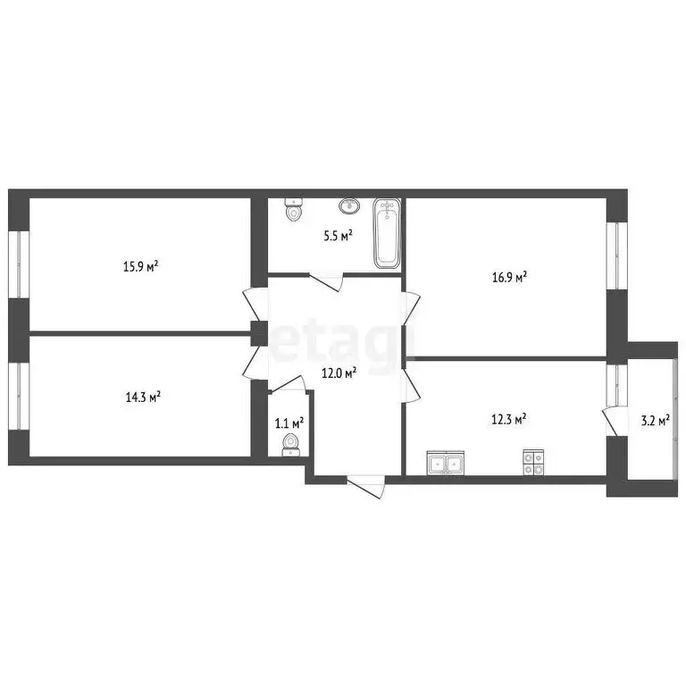 3-комнатная квартира: Тамбов, Мичуринская улица, 213Г (79 м) - Фото 0