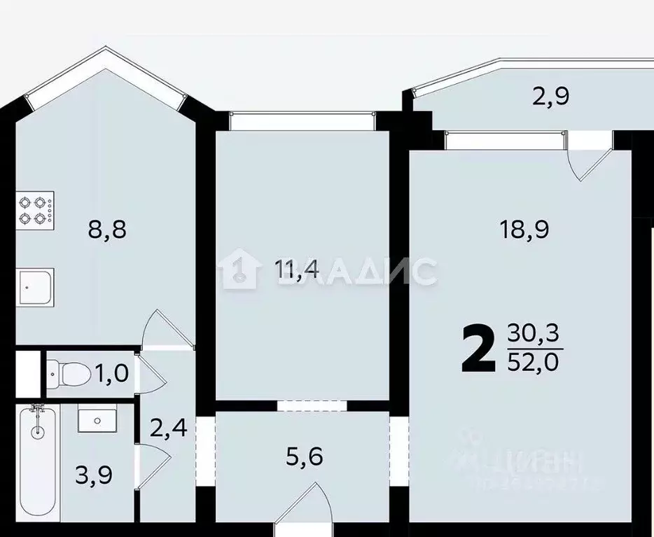 2-к кв. Москва Рождественская ул., 19к2 (51.0 м) - Фото 1