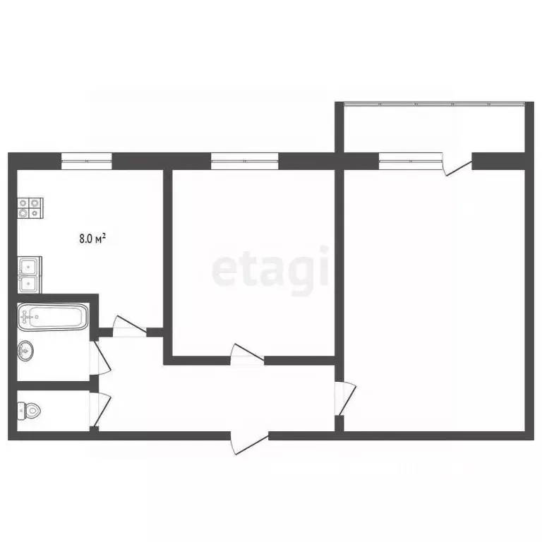 2-к кв. Челябинская область, Челябинск Салютная ул., 2 (46.2 м) - Фото 2