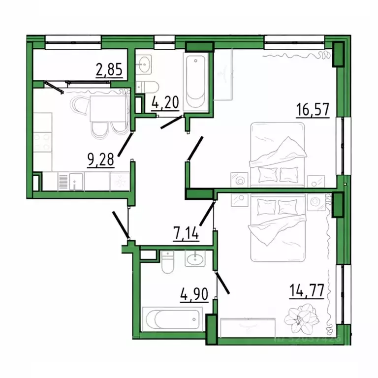 2-к кв. Крым, Белогорск  (59.82 м) - Фото 1