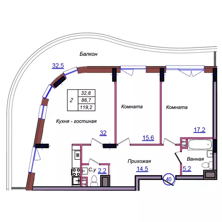 2-к кв. Калининградская область, Светлогорск Балтийская ул. (119.2 м) - Фото 1
