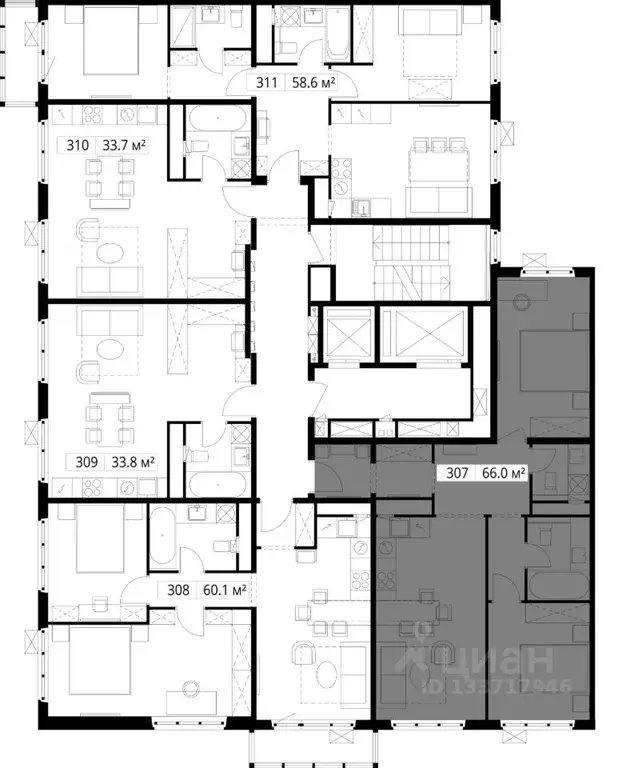 2-к кв. Московская область, Ленинский городской округ, д. Сапроново, ... - Фото 2