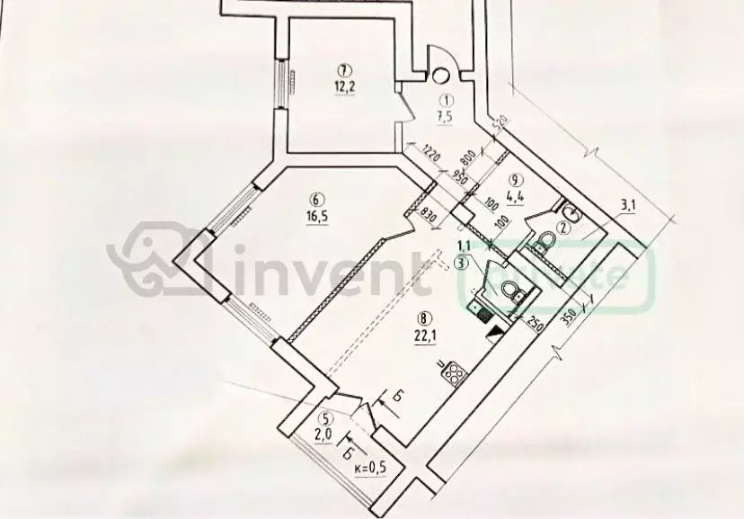 2-к кв. Калининградская область, Гурьевский муниципальный округ, пос. ... - Фото 1