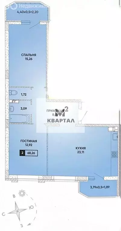 3-комнатная квартира: Краснодар, улица Григория Булгакова, 7к1 (68.26 ... - Фото 1