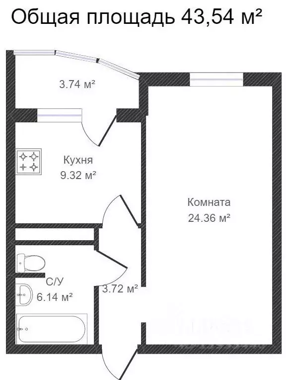 1-к кв. Тюменская область, Тюменский район, д. Дударева ул. ... - Фото 1