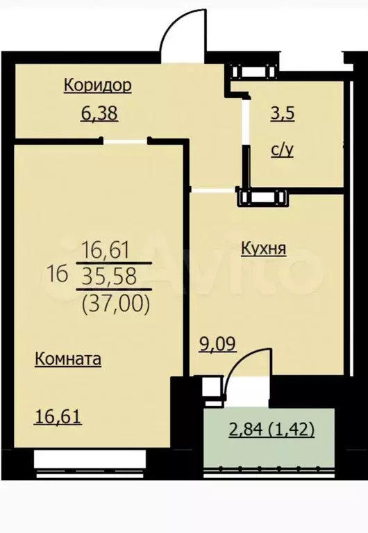 1-к. квартира, 37 м, 3/14 эт. - Фото 0