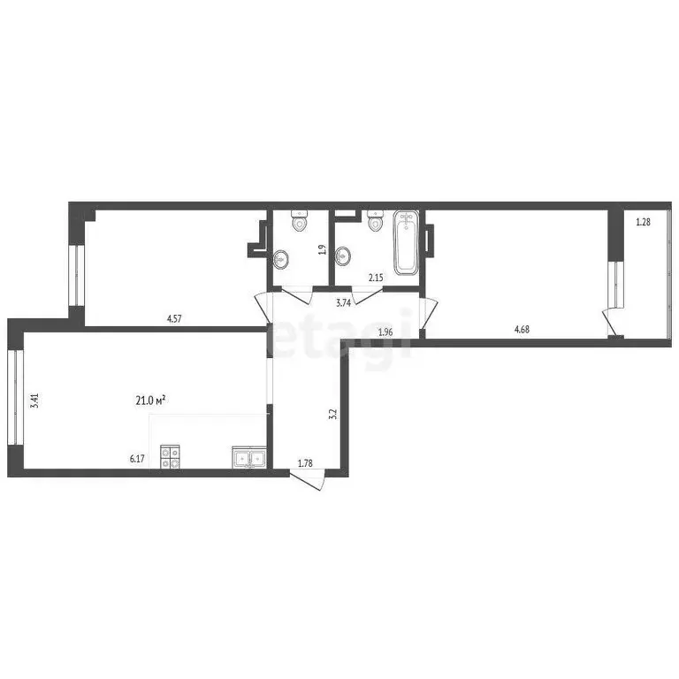 2-комнатная квартира: Севастополь, улица Репина, 1Б/4 (65 м) - Фото 1