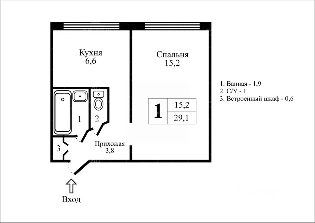 1-к кв. Санкт-Петербург ул. Димитрова, 15К2 (29.1 м) - Фото 1