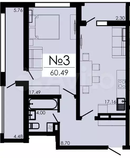 1-к. квартира, 60,5 м, 1/13 эт. - Фото 1