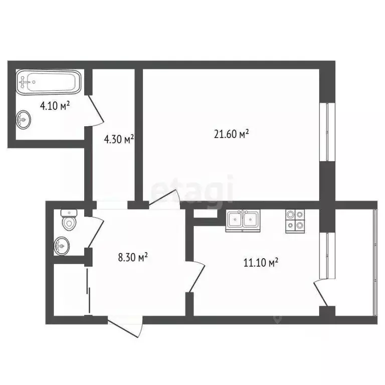 1-к кв. Ямало-Ненецкий АО, Новый Уренгой Оптимистов мкр, 3/2 (51.9 м) - Фото 2