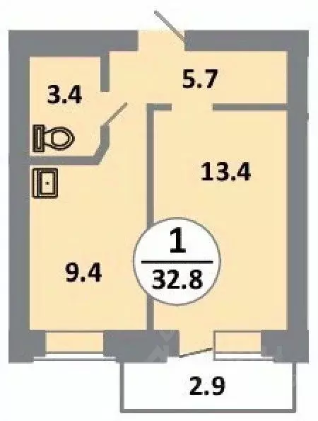 1-к кв. Красноярский край, Красноярск просп. 60 лет Образования СССР, ... - Фото 1