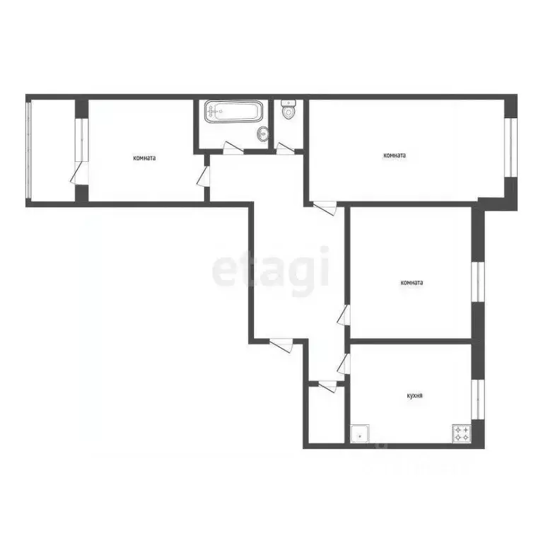 3-к кв. Курганская область, Курган Заозерный жилрайон, 1-й мкр, 18 ... - Фото 2