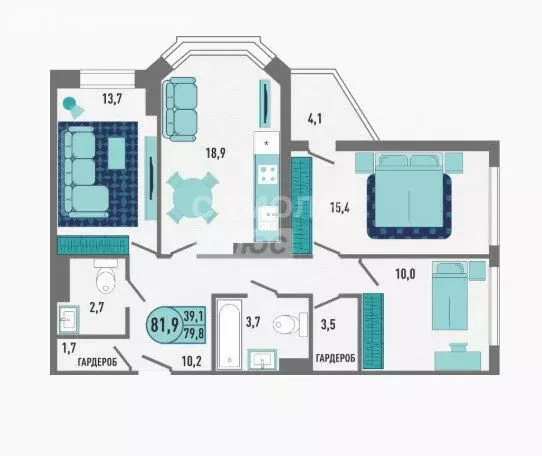 3-комнатная квартира: Липецк, Минская улица, 4Ак1 (81.9 м) - Фото 2