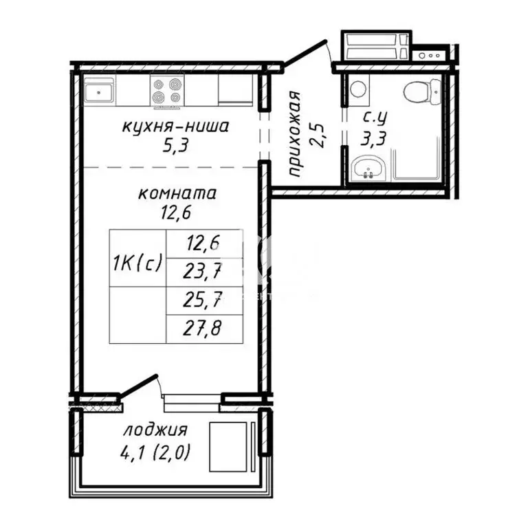 Квартира-студия: Новосибирск, улица Связистов, 162/2 (25 м) - Фото 1
