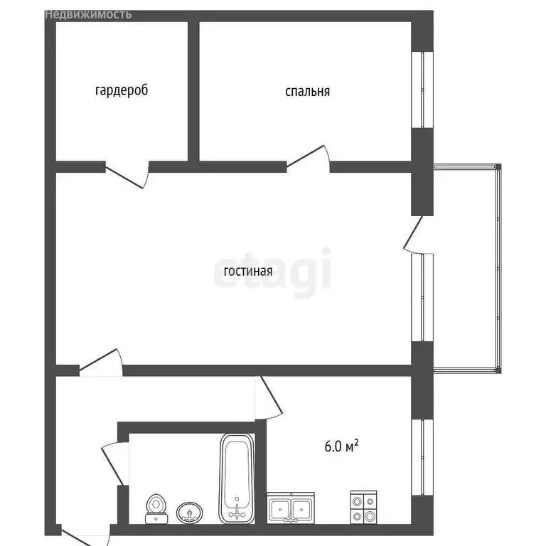 2-комнатная квартира: Муром, Муромская улица, 1 (43.5 м) - Фото 0