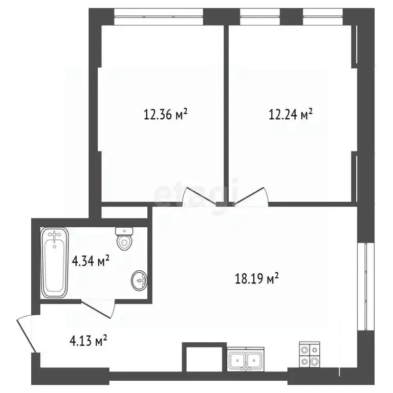 2-к кв. Московская область, Красногорск ул. Тенистых Аллей, 1к2 (50.3 ... - Фото 2