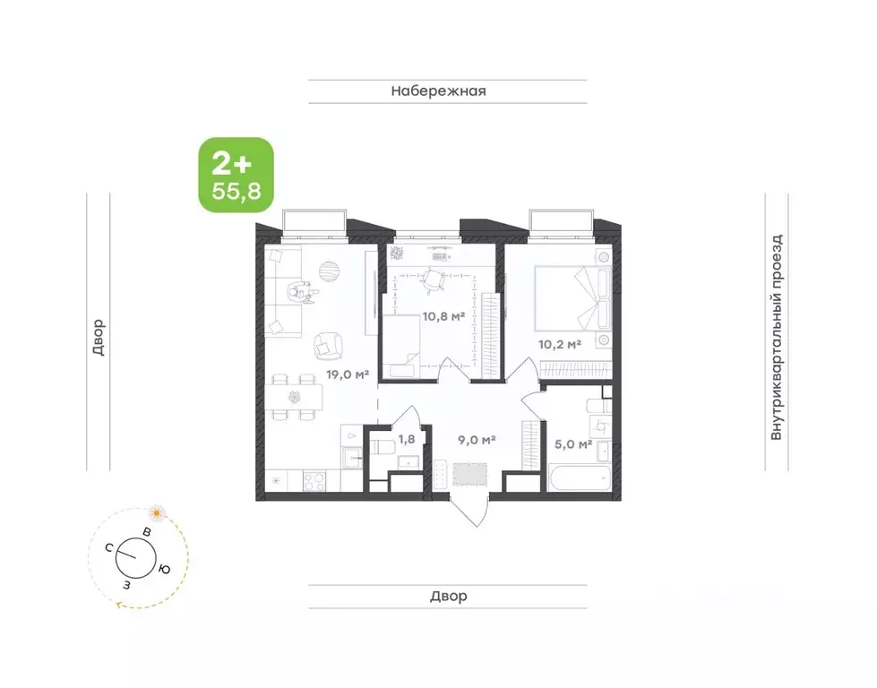 2-к кв. Свердловская область, Екатеринбург Уктус жилрайон, Cемейный ... - Фото 1