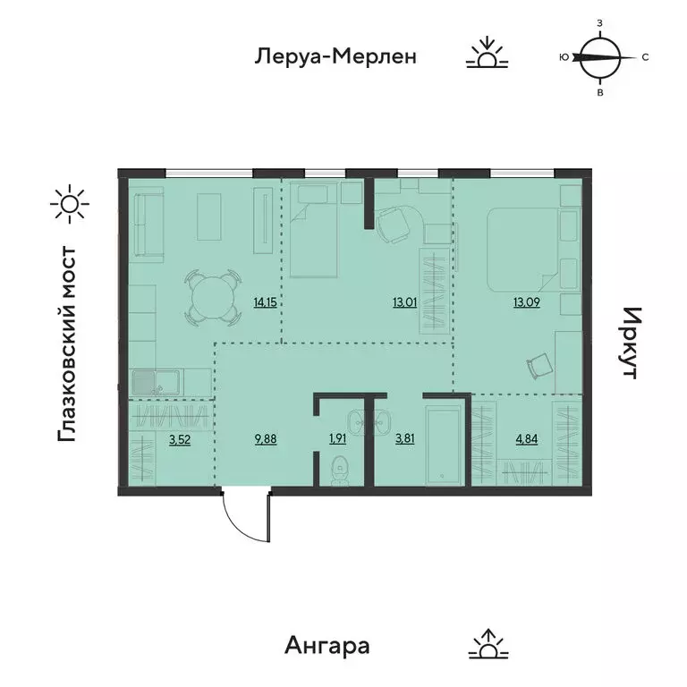 3-комнатная квартира: Иркутск, квартал Затон, улица Набережная Иркута, ... - Фото 1