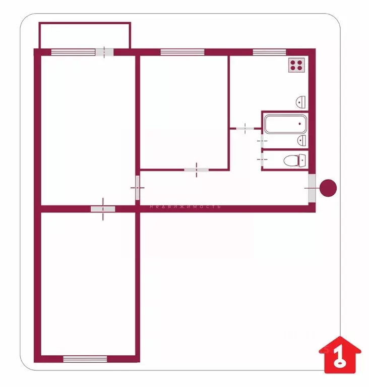 3-к кв. Омская область, Омск Московка мкр, ул. Молодогвардейская, 24 ... - Фото 2
