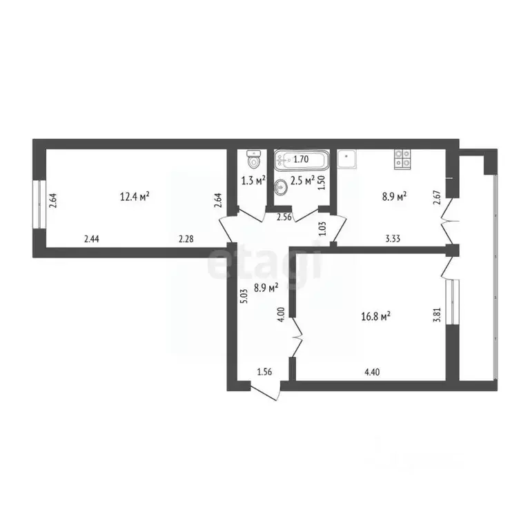 2-к кв. Нижегородская область, Выкса ул. Красные зори, 35 (50.8 м) - Фото 1