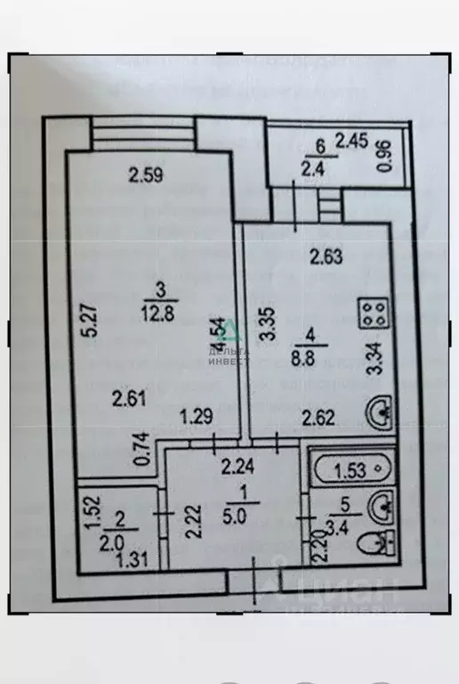 1-к кв. Башкортостан, Уфа ул. Геологов, 53 (32.0 м) - Фото 2