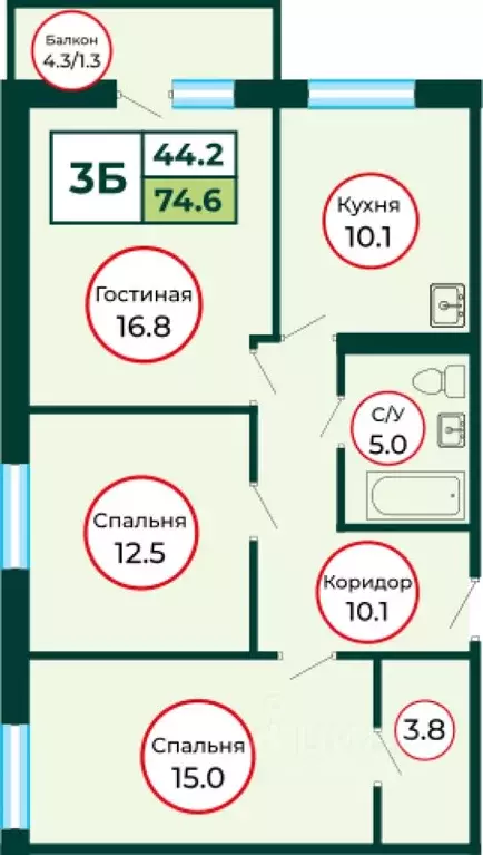 3-к кв. Красноярский край, Красноярск городской округ, пос. Солонцы ... - Фото 1