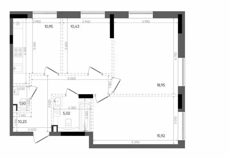3-комнатная квартира: Казань, ЖК Вознесенский Квартал (73 м) - Фото 0
