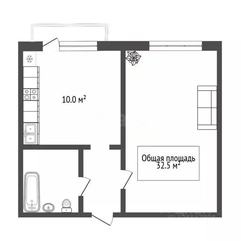 1-к кв. Новосибирская область, Новосибирск ул. Титова, 276 (32.5 м) - Фото 1
