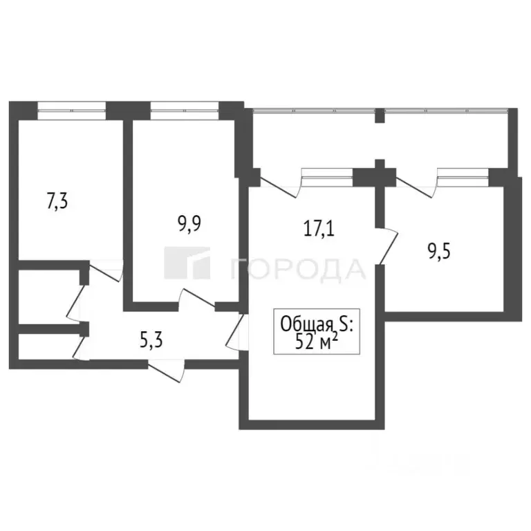 3-к кв. Кемеровская область, Новокузнецк Ноградская ул., 2 (52.2 м) - Фото 1